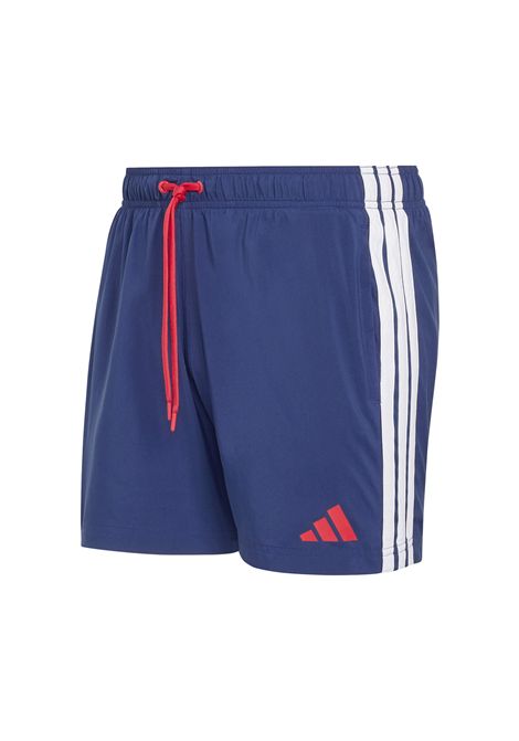 Adidas Essentials 3 Stripes 5IN Swim Shorts Dark Blue Pure Ruby Men ADIDAS SWIMWEAR | Swimwear | KB2765-